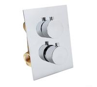 Chrome Brass Shower Mixer Valve 2Way Outlet Concealed Design Twin Round Handles G1/2 Connection Modern Bathroom Fixture Durable Shower Control