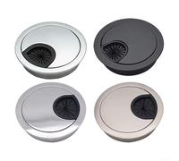 Chrome Brush Wire Hole Cover for Desks and Stylish Cable Management Solution (Black 60MM)
