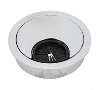 Chrome Brush Wire Hole Cover for Desks and Stylish Cable Management Solution (Pearl Silver 50MM)