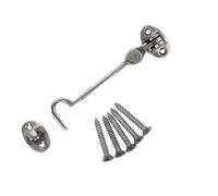 Chrome Cabin Hook 4 Inch Cabin Hook & Eye Silent Catch Door Latch Holder with Screws Silent Cabin Hook for Shed Gate Catch Garden Gate Latch Patio Doors in Various Finishes Pack of 1.