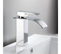Chrome Cascade Kitchen and Bathroom Faucet Single Lever Sink Mixer 1 Hole Lavatory Tap Modern Design for Home and Easy to Install