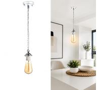 DC VOLTAGE Industrial Chrome Pendant Light Set Cable and Metal Chain E27 Holder Fitting Adjustable 85cm Suspension Modern Vingtage Style Hanging Ceiling Lamp Fixture