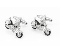 Chrome Classic Cruiser-Style Motorcycle Cufflinks - Pair of Detailed Motorbike Design Cufflinks
