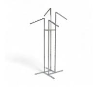 Chrome Clothes Display Stand - 4 Adjustable Sloping Arms with 10 Ball-Stops Each - Heavy-Duty Steel Retail Garment Rack - 457mm Arm Length - Flat-Pack Assembly for Shops & Exhibitions