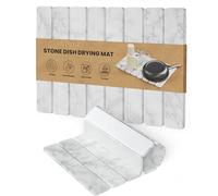 CHROME CLUB Stone Drying Mat for Kitchen Counter - Collapsible Diatomaceous Earth Dish Drying Stone - Fast Absorbent Stone Dish Drying Mat for Dishes and Pots (White Marble)