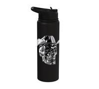 Chrome Cowboy Skull Stainless Steel Insulated Water Bottle