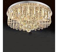 Chrome Crystal Flush Mount Chandelier 24 INCH Round LED Ceiling Light Luxury Raindrop Dimmable Close to Ceiling Light for Bedroom Living Room Dining Room Bathroom Foyer