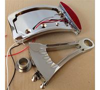 Chrome Curved Side Mounted License Plate Bracket w/Led Tail Light Brake Light 7/8" or 1" Axles for Suzuki/for Yamaha//for Kawasaki Vulcan Classic Custom 900