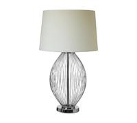 Chrome Curved Wire Frame with Linen Shade Table Lamp White
