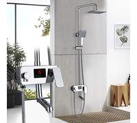 Chrome Digital Display 8 inch Rainfall Shower Faucet in-Wall Rotate Tub Spout Shower Mixer Set with Handheld Shower Mixer, LWX