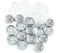 Chrome Dome Screw Cover Caps for No.6-8 Gauge Screws Pack of 200 | Clip-On Decorative Chrome Effect Plastic Caps with Collars for Mirror Screws | 15mm Diameter