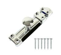 Chrome Door Bolts 4 Inch Flat Bolt Surface Door Latches Tower Bolt Sliding Lock Stainless Steel Flat Slide Safety Door Barrel Bolt with Screws 1 Pack.