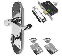 Chrome Door Handle Set Pack Latch Lock Bathroom Privacy New (Bathroom)