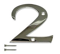 Chrome Door Numbers Screw On 3 Inch Number 2 with Screws