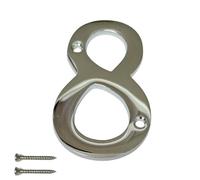 Chrome Door Numbers Screw On 3 Inch Number 8 with Screws