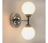 Chrome Double Wall Light Sconce Frosted Glass Globe Wall Lamp Up Down IP44 H3095