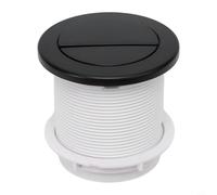 Chrome Dual Flush Push Button For Concealed Cistern, Pneumatic Air Operated Toilet Switch With Modern Round Design In Silver Finish, Compatible With Many Brands, 84x98mm Size, Silver(Black)