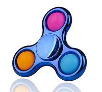 Chrome Fidget Spinner Poppet Simple Popper Sensory Toy, Pop It Anti-Anxiety Stress Relief Portable Metallic Blue Hand Spinner for Brain Development - Gift for Kids