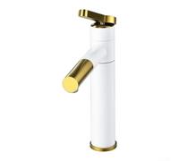Chrome Finish Bathroom Sink Tap Solid Brass Body for Durable(White+Gold) | Chrome electroplating, scratch resistant, easy clean for surface, water spot for proof, modern look