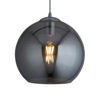 Chrome Finish Bright Ceiling Fitting Pendant Light with Round Smoked Glass Shade
