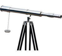 Chrome Finish Harbour Master Brass Marine Navy Telescope Single Barrel Brass Chrome Finish & Black Tripod Floor Standing Telescope.