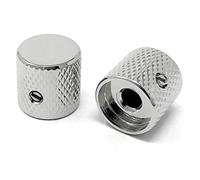 Chrome Flat-Top Barrel Knobs for Fender Telecaster Guitar & Precision P-Bass (Set of 2) 1/4" Solid Shaft by VINTAGE FORGE | BK30US-CHR