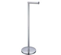 CHROME FREE STANDING TOILET ROLL HOLDER WITH EXTRA ROLLS STORAGE SPACE SWIVEL ACTION