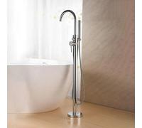 Nes Home Blossom Modern Chrome Round Floor Mounted Freestanding Bath Shower Mixer Tap
