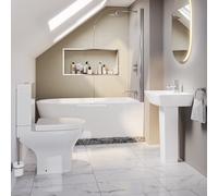 Chrome Freestanding Right Hand Shower Bath Suite with Toilet and Basin - Amaro