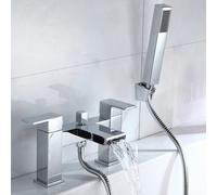 Chrome Gemini Waterfall Bathroom Tap Bath Shower Mixer Modern Design Solid Brass Nes Home Silver One Size