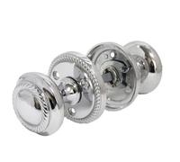 Chrome Georgian Style Round Door Knob Set - 1 Pair - Sprung Internal & External Mortice Door Knobs - Polished Chrome Handles for Traditional & Modern Interiors (No Latch Included)