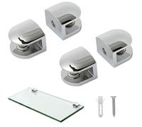 Chrome Glass Shelf Brackets: 4 Pcs Adjustable Wall Mounted Zinc Alloy Chrome Frame Clamp Supports | Adaptive 5-8MM Thickness Perfect for Kitchen Bathroom Office Hotel