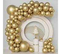 Chrome Gold Balloons 120Pcs Metallic Gold Balloon Garland Arch Kit 5/10/12/18in Different Size for Graduation Baby Shower Wedding Birthday Party Anniversary Decorations