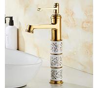 Chrome Golden Bathroom Mixer Tap Deck Mounted Basin Faucet with Waterfall Spout Hot & Cold Water Mixer for Sink - Elegant Design for Modern Bathrooms