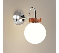 Chrome Gooseneck Wall Lamp, Metal Bow Tie Wall Sconce with Spherical Acrylic Shade, Industrial Bedside Wall Light, Modern LED Wall Lamps - 8W, Modern Minimalist Wall Lights