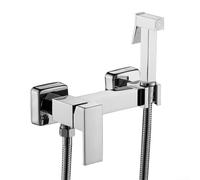 Chrome Handheld Bidet Spray Kit Adjustable Toilet Douche with Shower Head Hose & Angle Valve Easy Bathroom Hygiene Solution for Comfort & Cleanliness