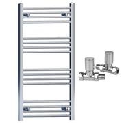 Chrome Heated Bathroom Towel Rail Radiator - Central Heating UK (550 x 1000mm (h), With Straight Valves)