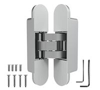 Chrome Invisible Door Hinge 180 Degree Swing, Heavy Duty (135lb) Hidden Door Hinge, Three-Way Adjustable, Interior Door Concealed Hinge - Villar Home Designs