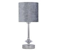 Chrome Jewelled Table Lamp with Grey Crushed Velvet Shade