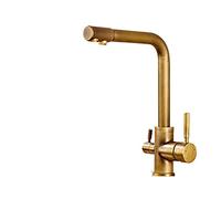Chrome Kitchen Faucet with Brass Construction, Dual Handles, and Built-in Water Filter for Pure Drinking Water - Modern and Design
