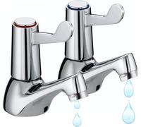 Chrome Lever Basin Taps, Kitchen Sink Tap Pair of Bathroom Sink Tap for Bathroom Basin for Hot and Cold Water, ¼ Turn Lever, Chrome Brass Pillar Set Faucet for Kitchen Bathroom