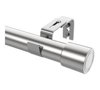 Chrome Long Curtain Pole 84-290cm, 25mm Dia. Extendable Metal Rod for Wide Windows, Lounge, Bedroom & Eyelet Curtains
