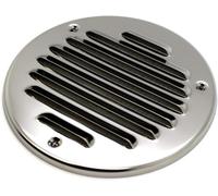 Chrome Louvred Wall Vent Grille with Flyscreen, Stainless Steel, Ø 100 mm / 4" Air Ventilation Duct Cover with Anti-Insect Mesh and Flat Back, Tough and Durable Metal