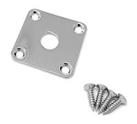 Chrome Metal Flat Square Jack Plate for Gibson Les Paul Guitar with Screws by VINTAGE FORGE | JPS40-CHR