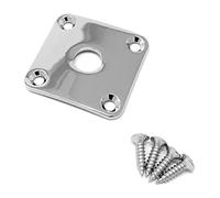 Chrome Metal Jack Plate for Gibson Les Paul Guitar Square Curved with Screws by VINTAGE FORGE | JPS30-CHR