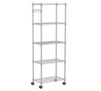 Chrome Metal Kitchen Cart on Wheels 5-Tier Rolling Shelving Unit Space-Saving Kitchen Rack L59 x W35 x H183cm Silver Durable Storage Solution for Home & Restaurant