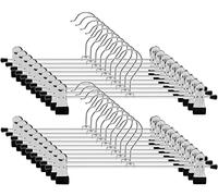 Chrome Metal Pant & Skirt Hangers with Non-Slip Clips - Adjustable, Ultra Thin, Space Saving (5)