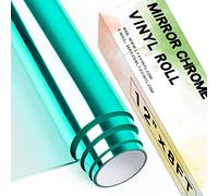 Chrome Mirror Permanent Vinyl Roll,12"x 8ft Green PET Self Adhesive Vinyl for Cricut, Silhouette Cameo, Green Vinyl Roll for Decor Sticker, Party Decoration