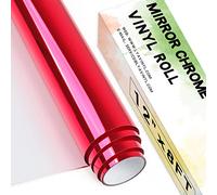 Chrome Mirror Permanent Vinyl Roll,12"x 8ft Red PET Self Adhesive Vinyl for Cricut, Silhouette Cameo, Red Vinyl Roll for Decor Sticker, Party Decoration