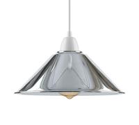 Chrome Modern Ceiling Lamp Shade 22cm Metal Cone Shape Pendant Light E27 Base Hanging Light Fixture for Bedroom Hallway Office Café Restaurant